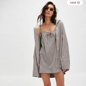 Free People Brown and White Checkered Dress set